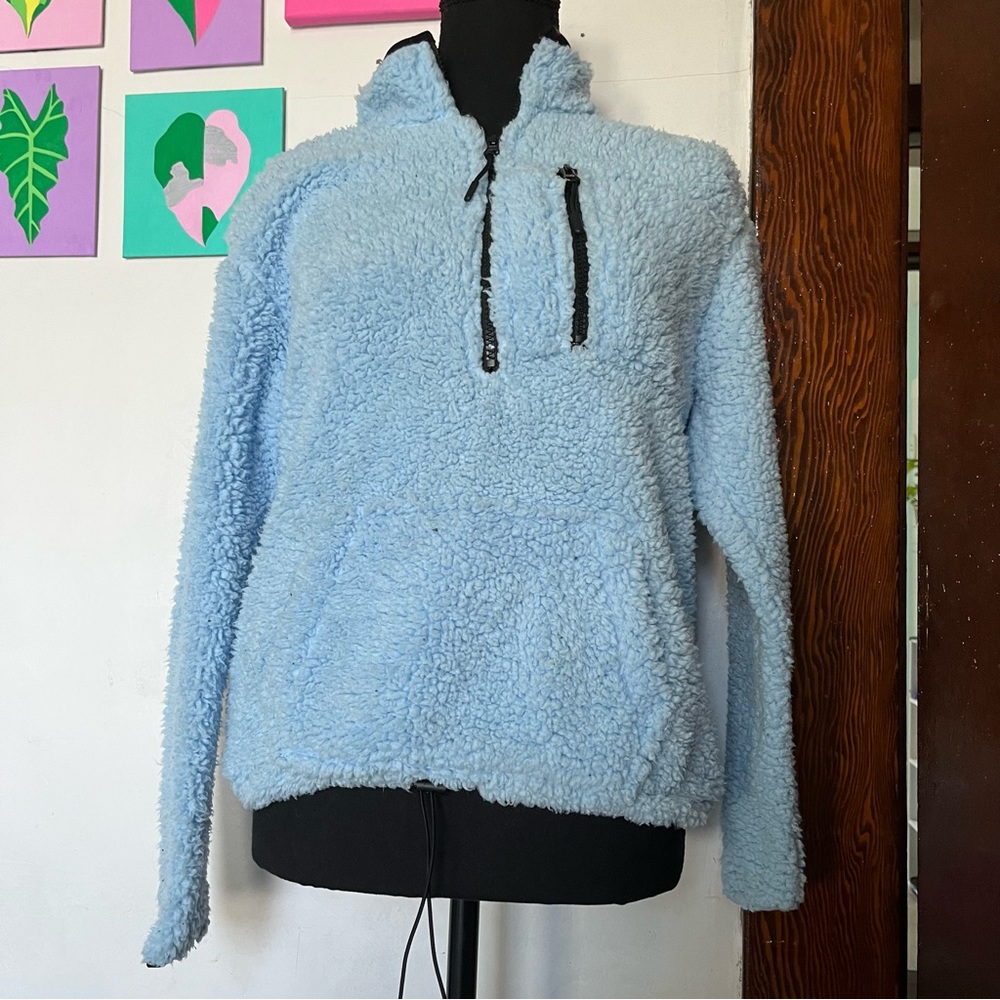 BOGO Baby Blue Sherpa Zip Up Sweatshirt